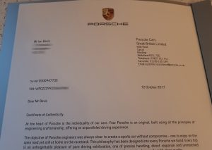 Porsche certificate of authenticity