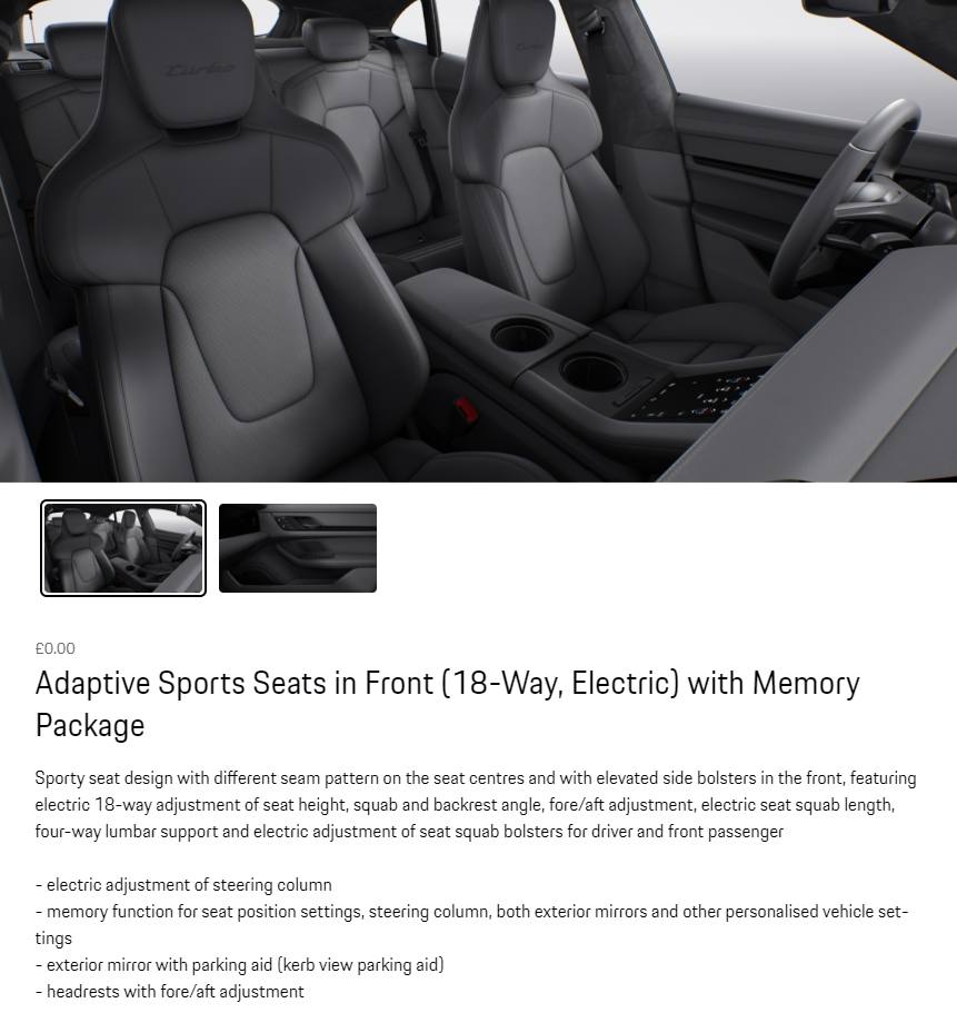 Adaptive Sports Seats in Front (18-Way, Electric) with Memory Package