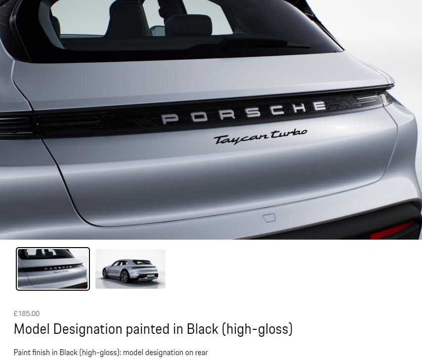 Model Designation painted in Black (high-gloss)