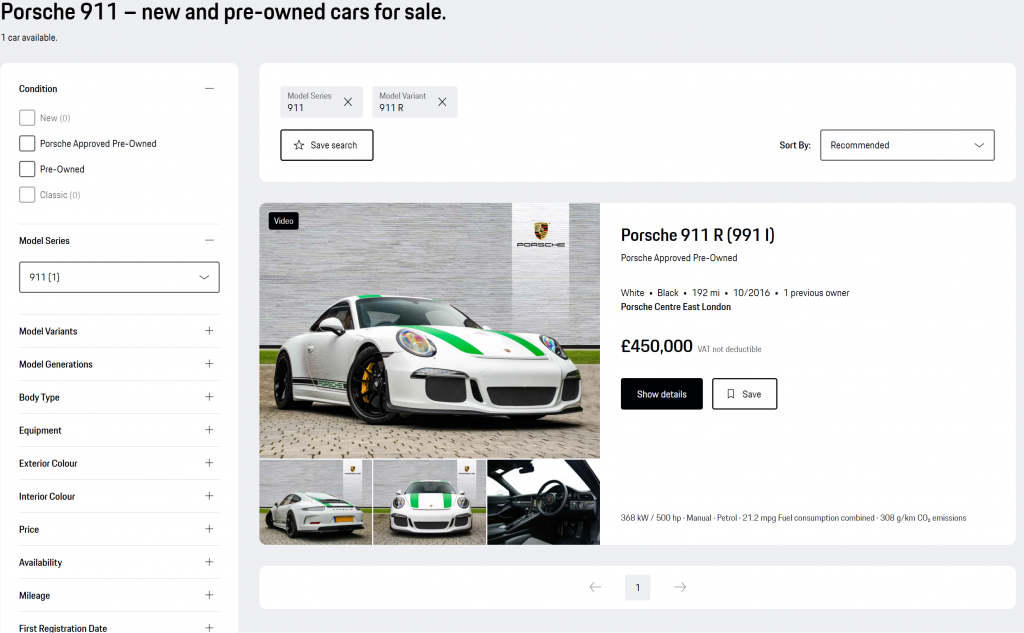 Porsche 911 991 R For Sale