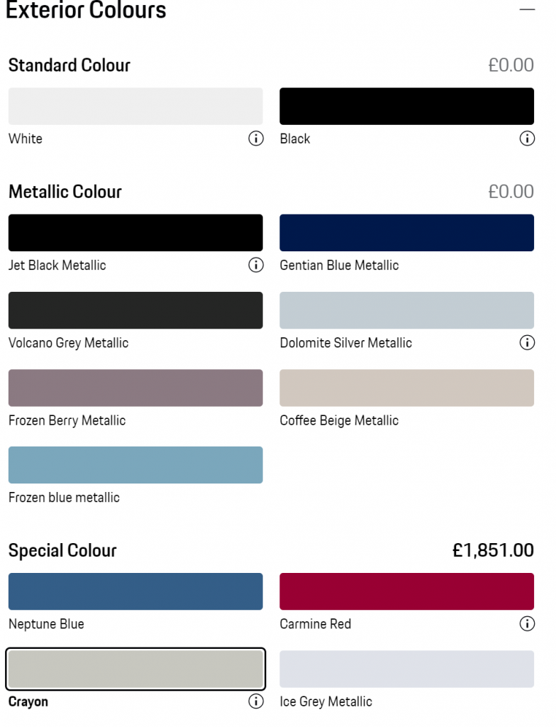 Porsche Taycan Crayon Special Colour Option