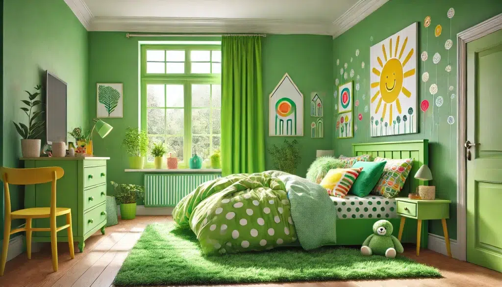 Green Bedroom for feeling happy
