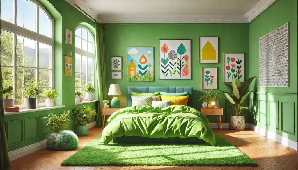 Green Bedroom for feeling happy