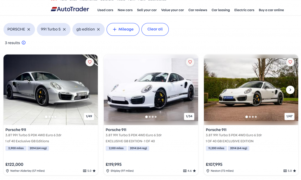 AutoTrader Adverts 911 Turbo S GB Edition For Sale